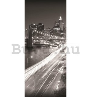Öntapadós fotótapéta: Fekete-fehér Brooklyn Bridge - 211x91 cm