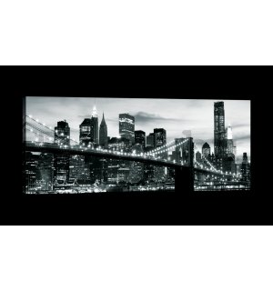 Vászonkép: Fekete-fehér Brooklyn-híd (4) - 145x45 cm