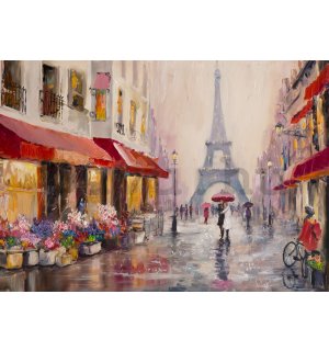Vlies fotótapéta: Eiffel-toronyhoz vezető utca (festett) - 416x254 cm
