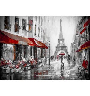 Vlies fotótapéta: Esős időjárás az Eiffel-torony közelében - 416x254 cm