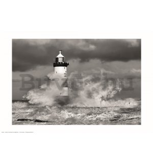 Poster: Penmon Point Lighthouse (fekete-fehér)